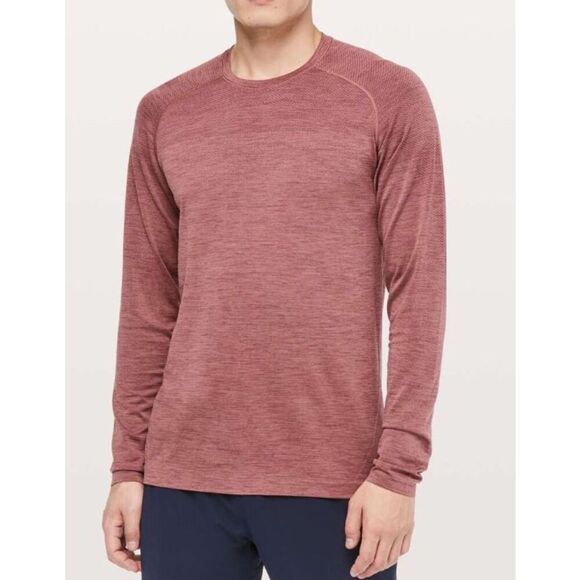 Lululemon Metal Vent Tech HEATHERED RED SEAMLESS LONG SLEEVE SHIRT sz L - Picture 1 of 6